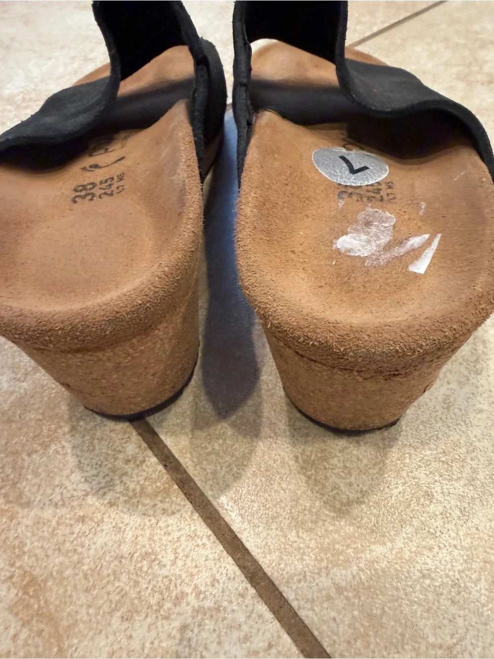 Birkenstock Papillio Namica Metallic Antique Black Wedge Heel Sandals Size 7
